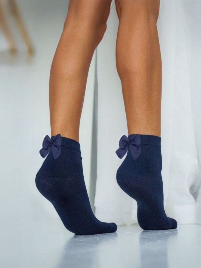Women's cotton socks with a bow 0965