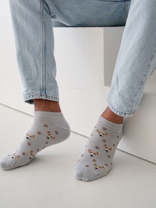 Men's Dogs pattern low ankle socks 1108.050