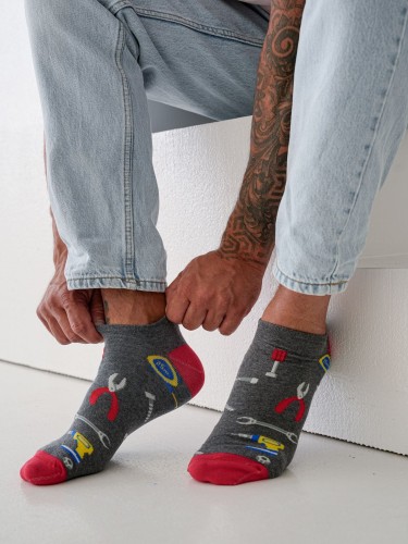Men's Tools pattern low ankle socks 1108.051 2