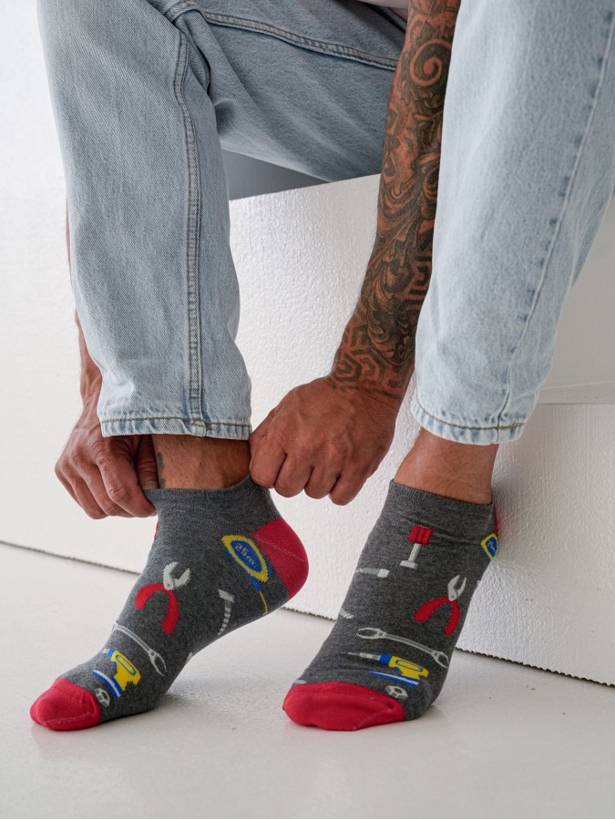 Men's Tools pattern low ankle socks 1108.051