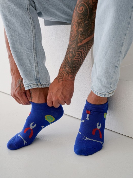 Men's Tools pattern low ankle socks 1108.051