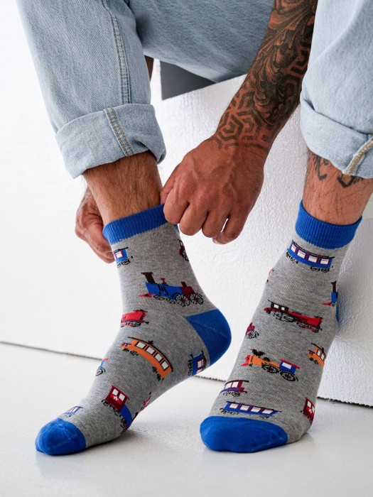 Men's Locomotives pattern short socks 1153.043