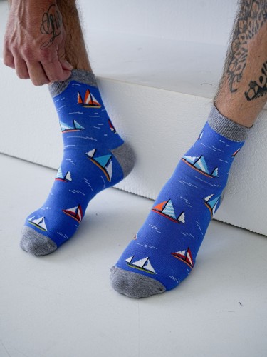 Men's Sailboats pattern short socks 1153.045
