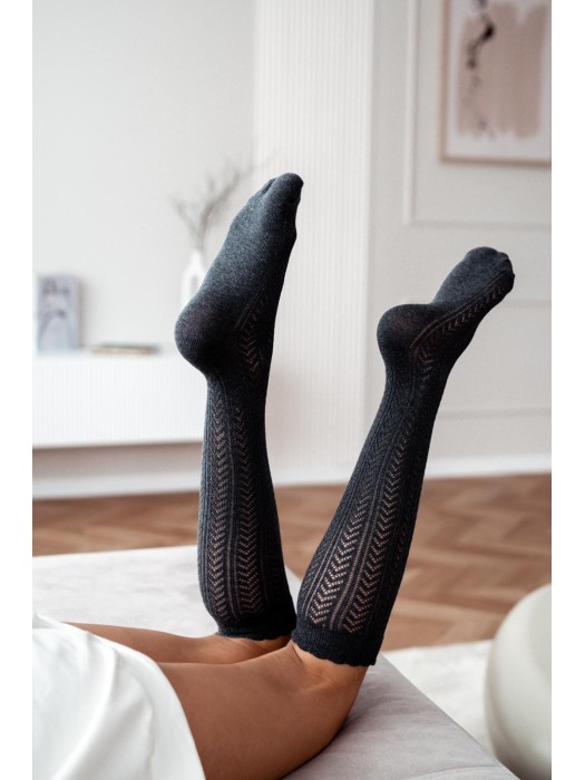 Women's Openwork herringbone pattern knee socks 0330.001