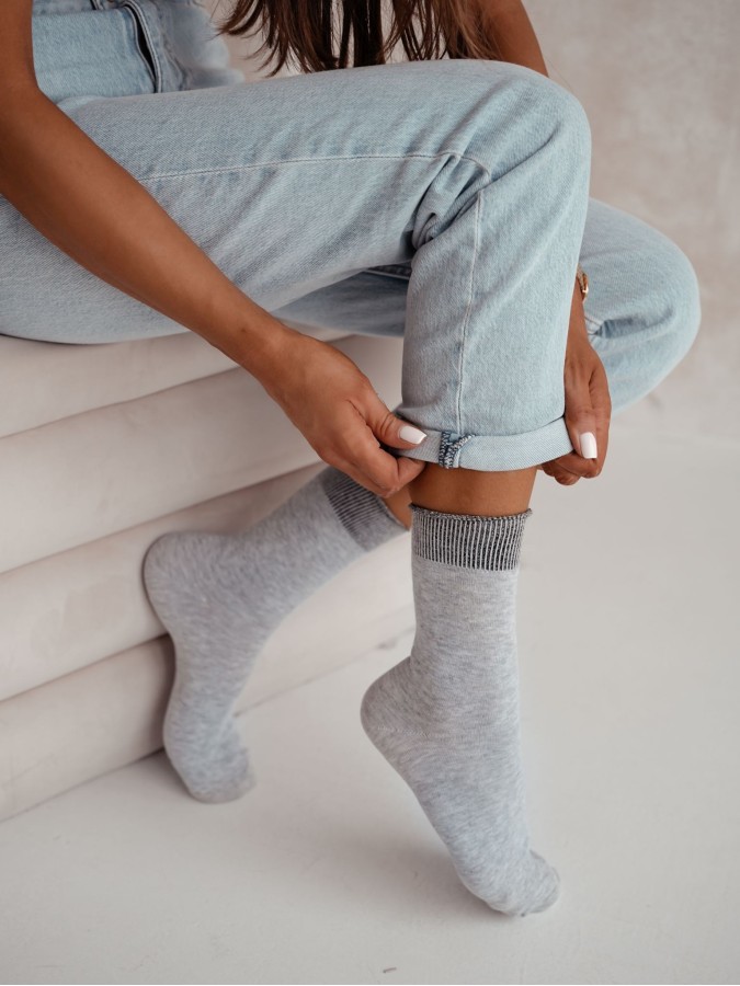 Women's cotton socks with lurex welt 0200.060