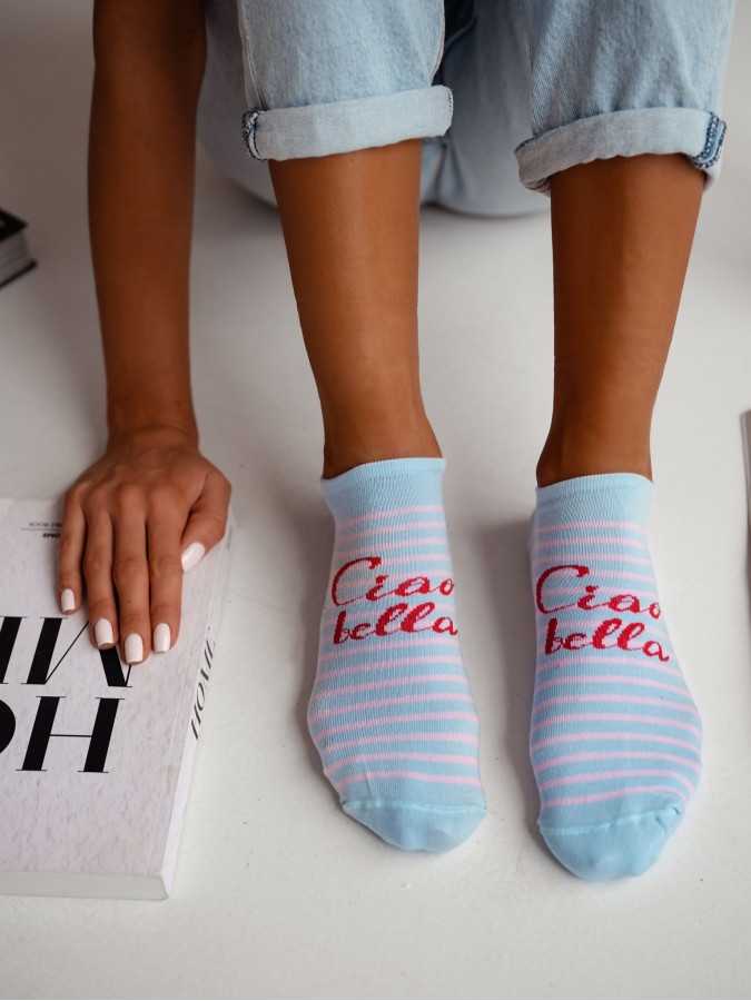 Women's 'Ciao Bella' pattern low ankle socks...