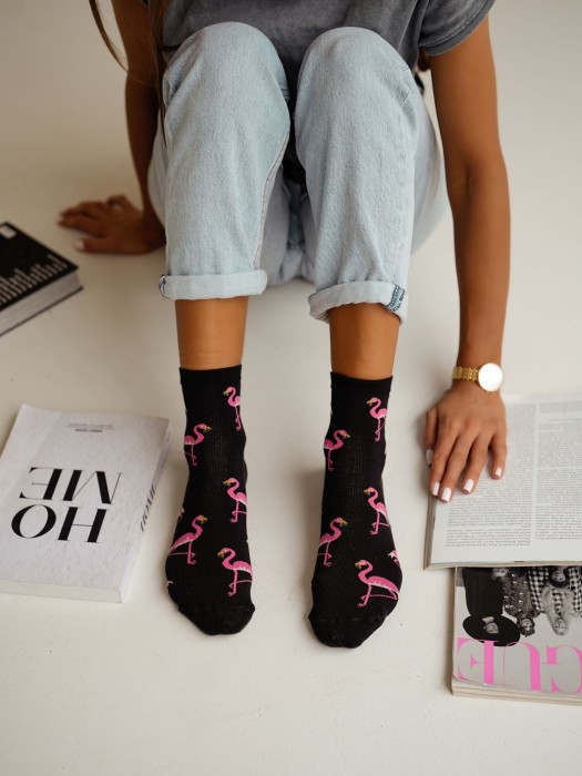Women's Flamingos pattern socks 0200.176