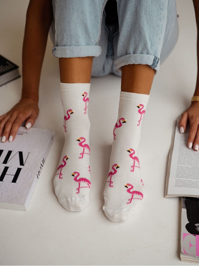 Women's Flamingos pattern socks 0200.176