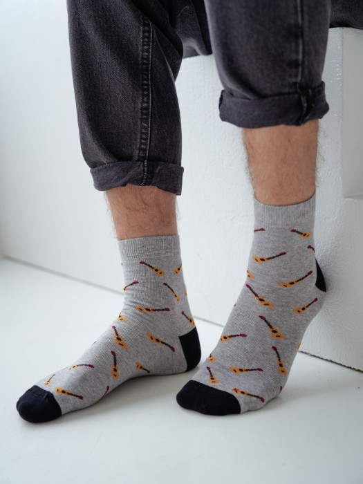 Men's Small Guitars pattern short socks 1153.047