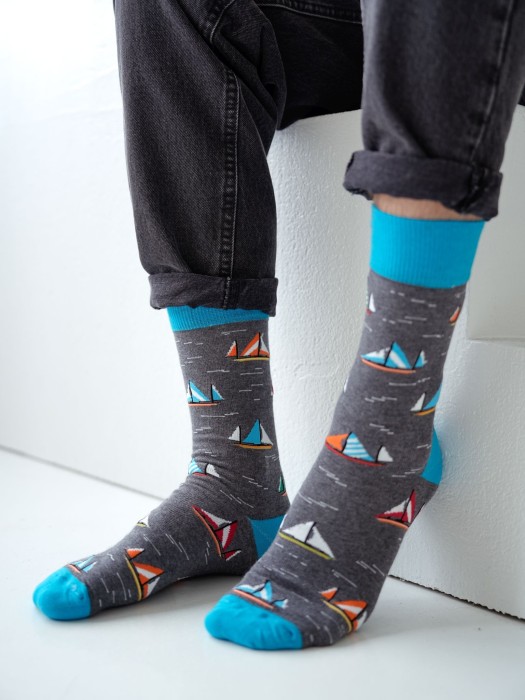 Men's Sailboats pattern socks 0125.117
