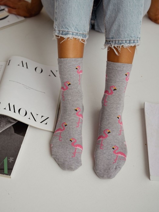 Women's Flamingos pattern socks 0200.176