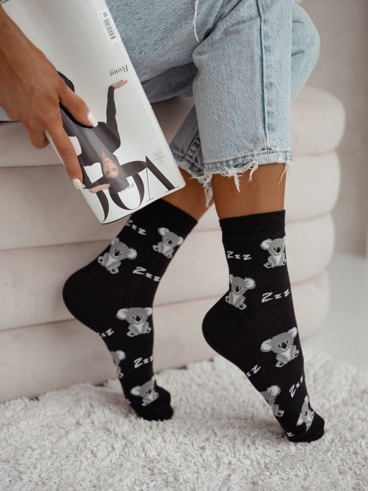 Women's Sleeping Koala pattern socks 0200.179