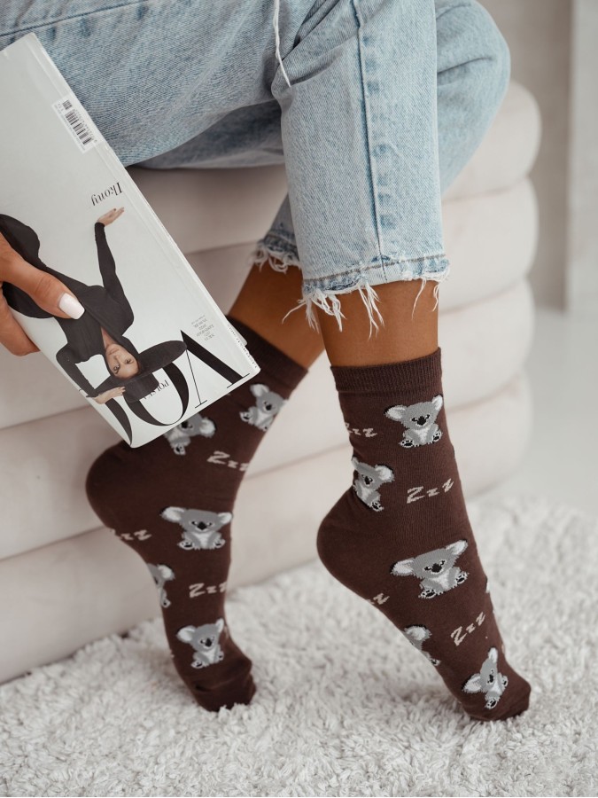 Women's Sleeping Koala pattern socks 0200.179