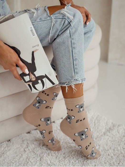 Women's Sleeping Koala pattern socks 0200.179