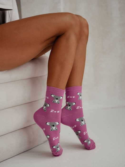 Women's Sleeping Koala pattern socks 0200.179