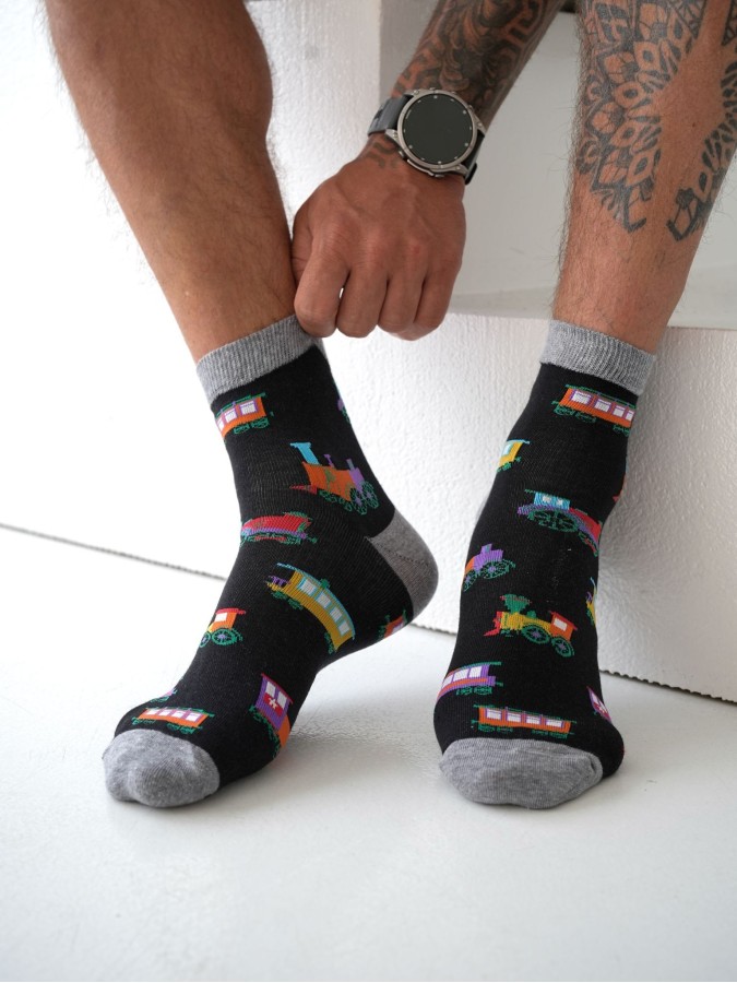 Men's Locomotives pattern short socks 1153.043