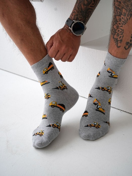 Men's Trucks & Excavators pattern short socks 1153.048
