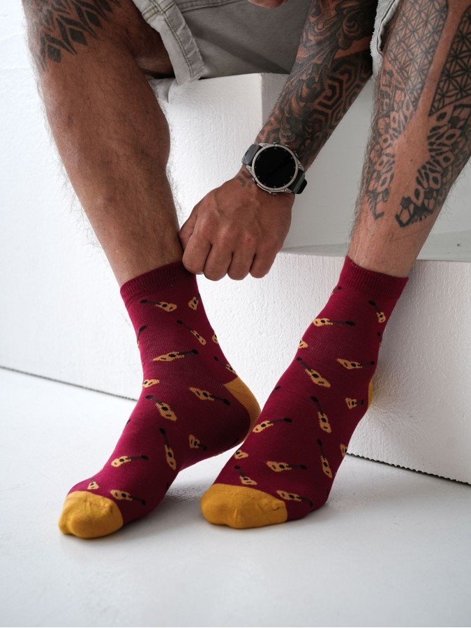 Men's Small Guitars pattern short socks 1153.047