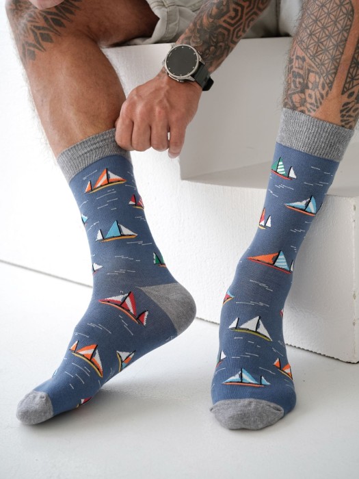 Men's Sailboats pattern socks 0125.117
