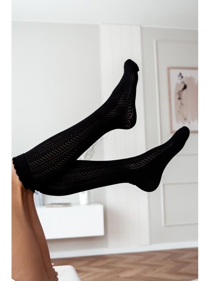 Women's Openwork herringbone pattern knee socks...
