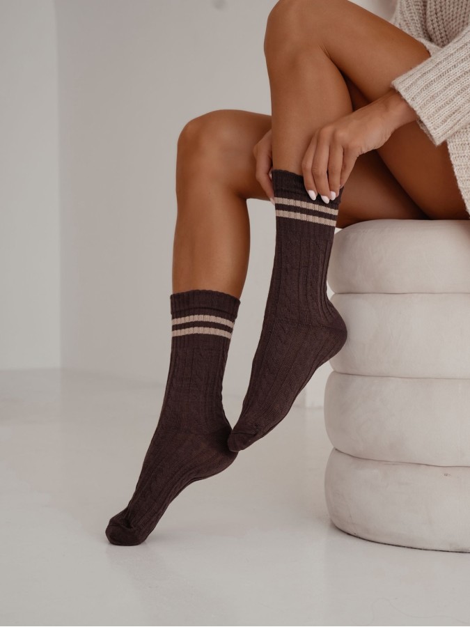 Women's openwork BRAID socks with stripes 1542.001