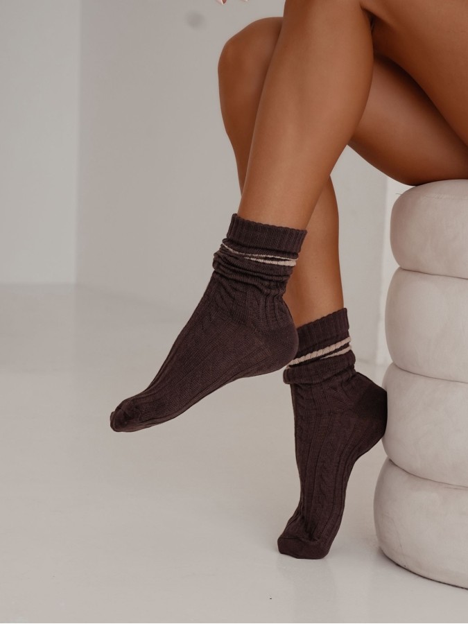 Women's openwork BRAID socks with stripes 1542.001