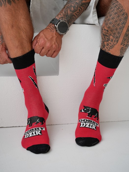 Men's Good Wild Boar pattern socks 0125.127