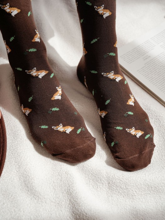 Women's Foxes & Leaves pattern socks 0200.182
