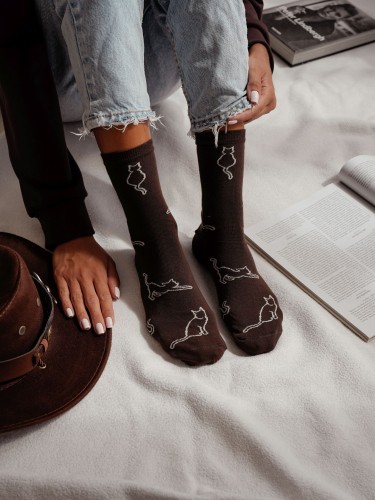 Women's Cat contours pattern socks 0200.093