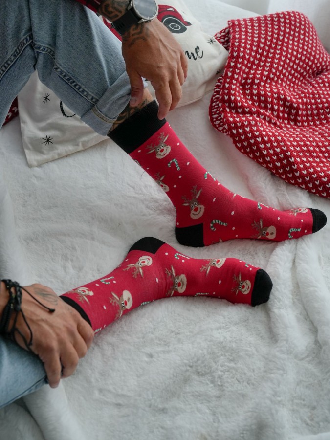 Men's Christmas Reindeer & Candy canes pattern...