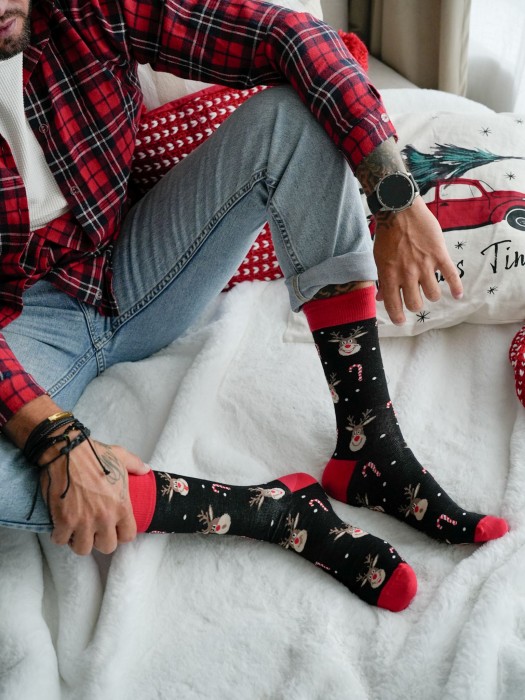 Men's Christmas Reindeer & Candy canes pattern socks  1290.029
