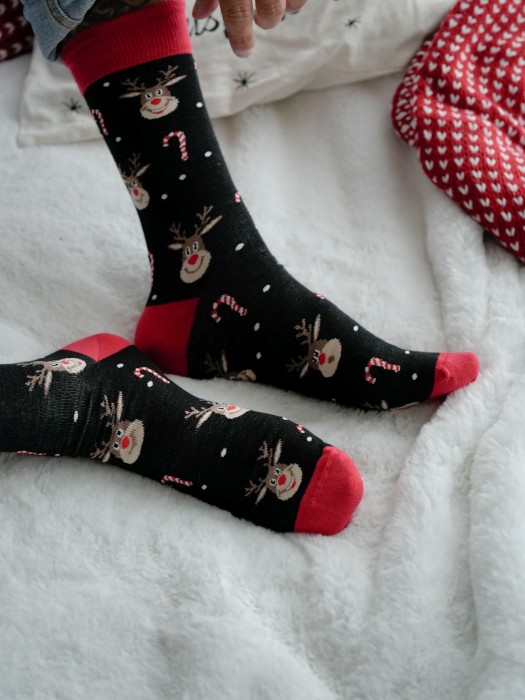 Men's Christmas Reindeer & Candy canes pattern socks  1290.029