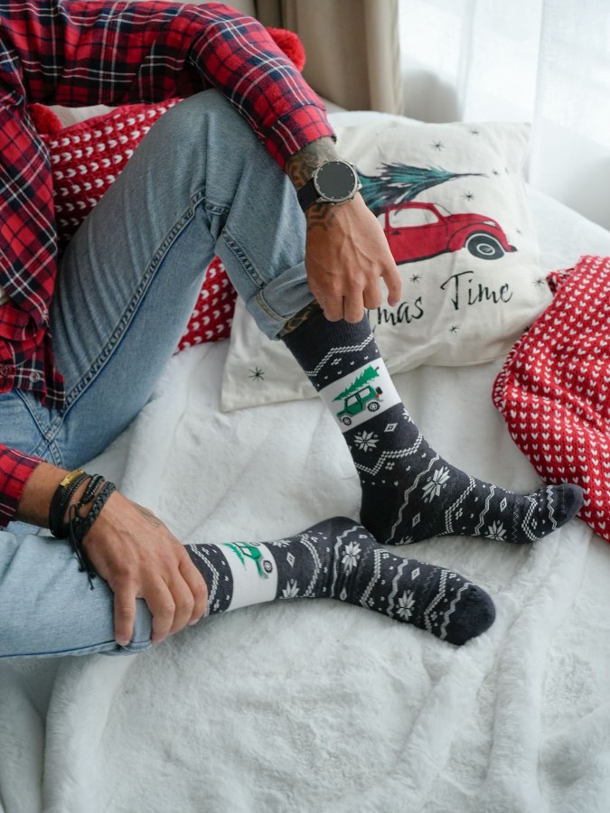 Men's Christmas 'Car with Christmas tree on...