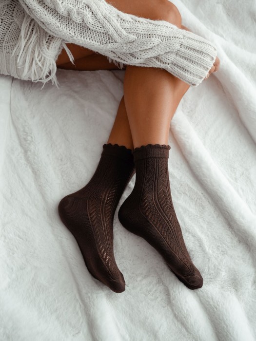 Women's openwork herringbone socks