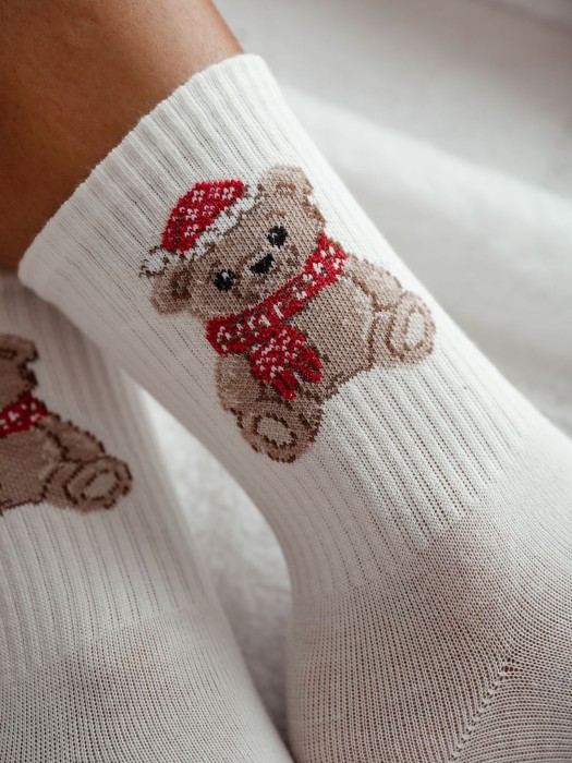 Women's Christmas Teddy Bear pattern socks 1283.031