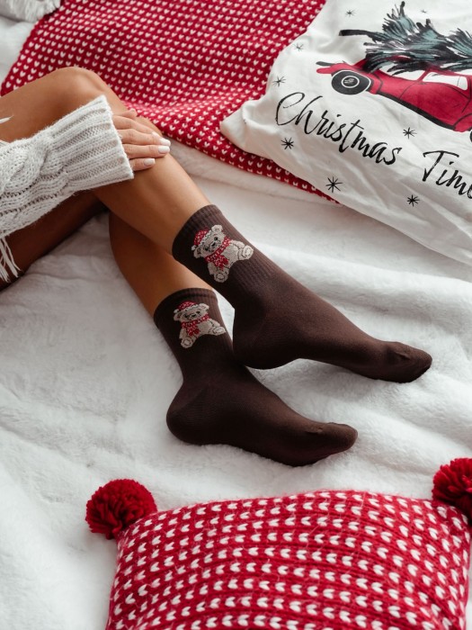 Women's Christmas Teddy Bear pattern socks 1283.031