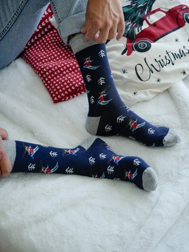 Men's Christmas 'Reindeer Skiing' pattern socks  1290.031 2