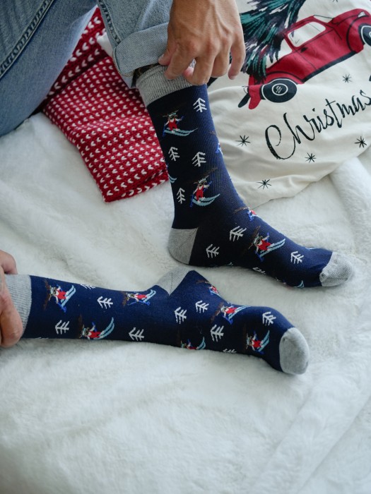 Men's Christmas 'Reindeer Skiing' pattern socks  1290.031