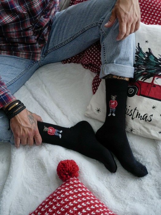 Men's Smarty Bear in a sweater pattern socks 0125.099