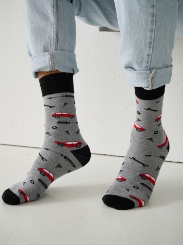 Men's Cars & Tools pattern socks 0125.129