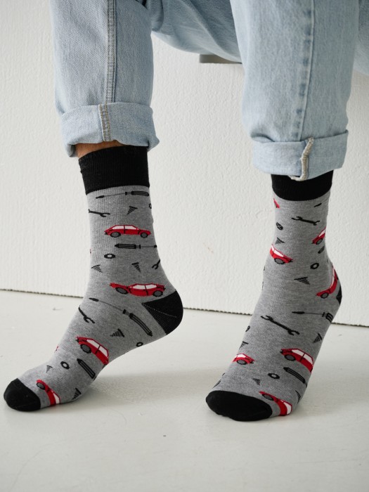 Men's Cars & Tools pattern socks 0125.129