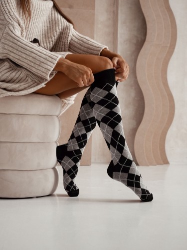 Women's Diamond Vintage pattern knee socks 0248.015 2
