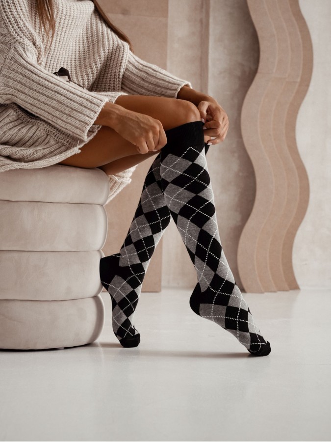 Women's Diamond Vintage pattern knee socks...