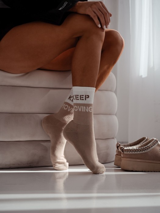 Women's KEEP MOVING pattern Half-terry socks  0071.008 (UNIQUE)