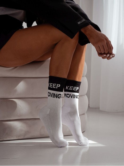 Women's KEEP MOVING pattern Half-terry socks  0071.008 (UNIQUE)