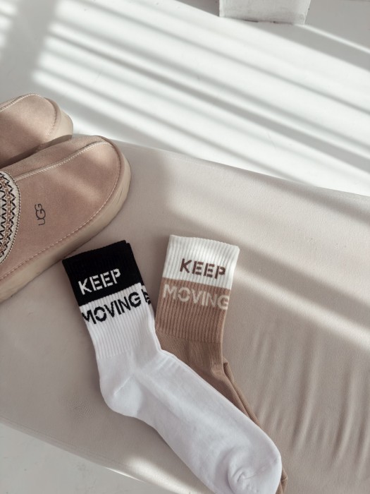 Women's KEEP MOVING pattern Half-terry socks  0071.008 (UNIQUE)