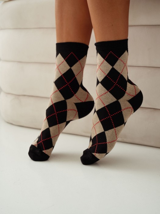 Women's Diamond Vintage pattern socks 0200.195