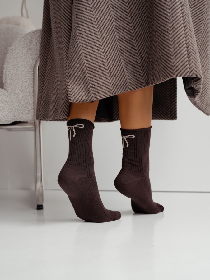 Women's bandless ribbed socks with a bow 0200.193
