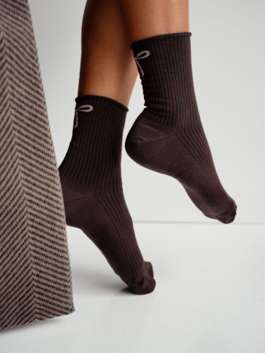 Women's bandless ribbed socks with a bow 0200.193 2