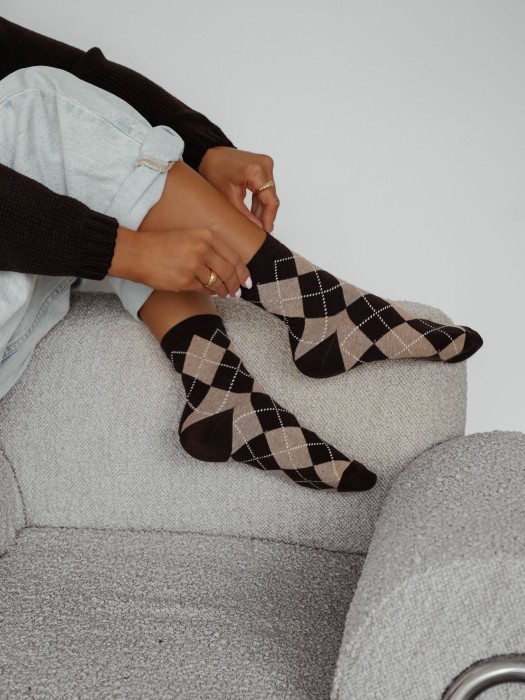 Women's Diamond Vintage pattern socks 0200.195